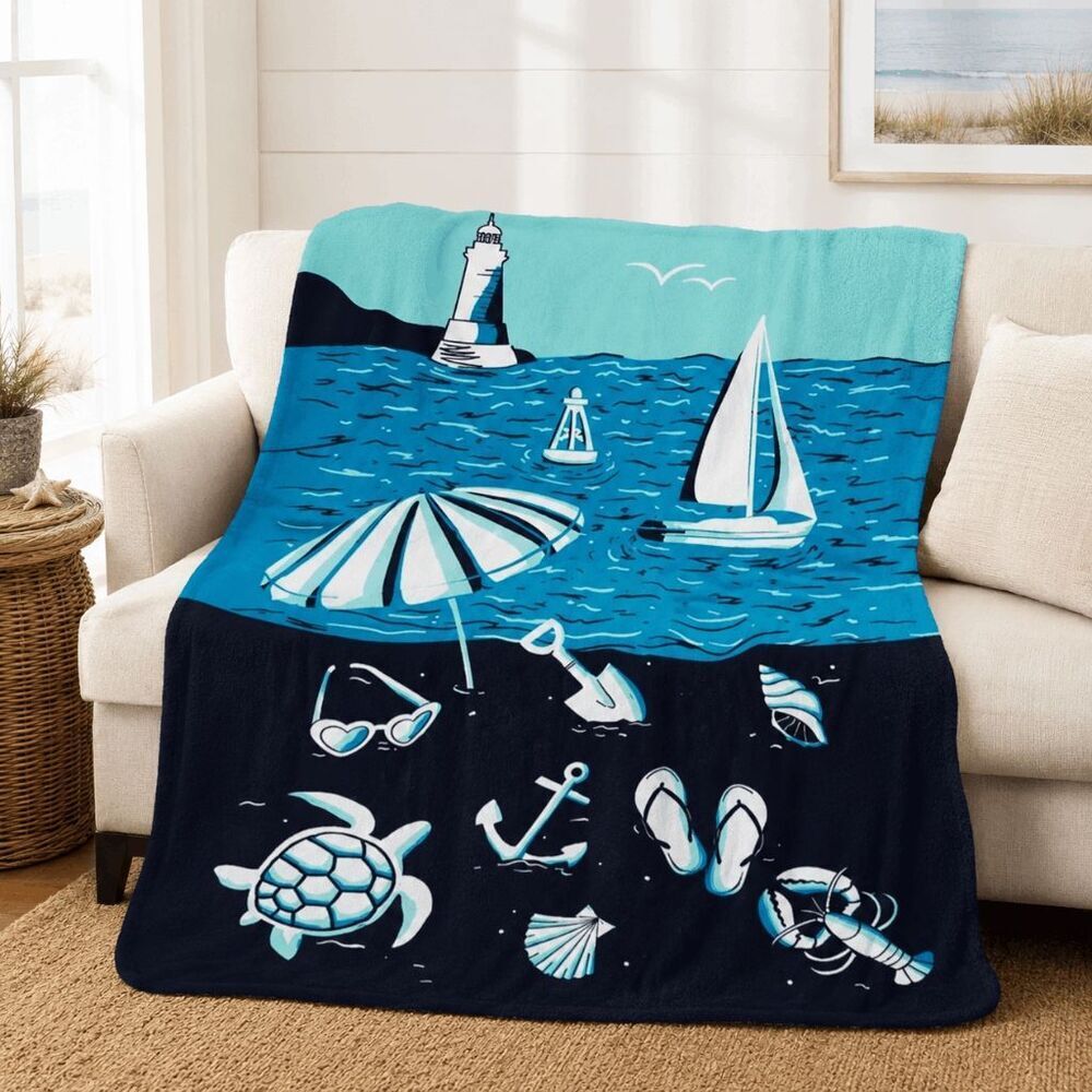 VERA BRADLEY Throw Blanket SHORE ENOUGH 80 X 50 Super Soft NWT. Sealed